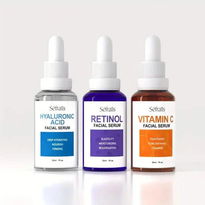 3-Piece Set: Séfralls Hyaluronic Acid VC Retinol Essence with Vitamin-C And Hyaluronic Acid Serum