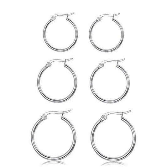 3-Piece Set: Sterling Silver French Lock Hoops