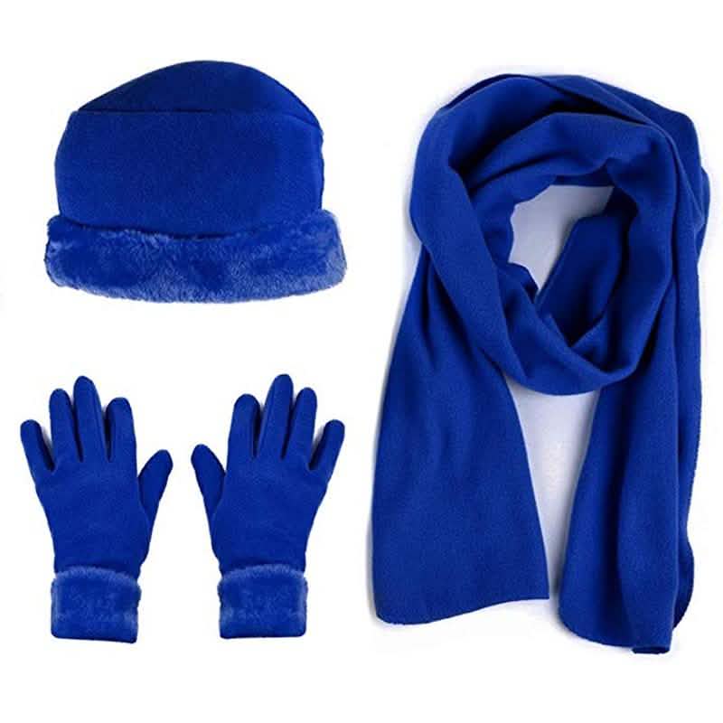 3-Piece Set: Women's Warm Fleece Winter Set Fur Trim