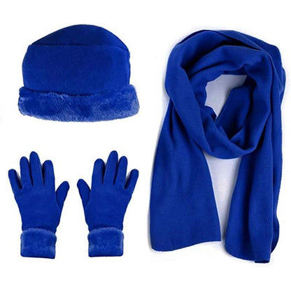 3-Piece Set: Women's Warm Fleece Winter Set Fur Trim