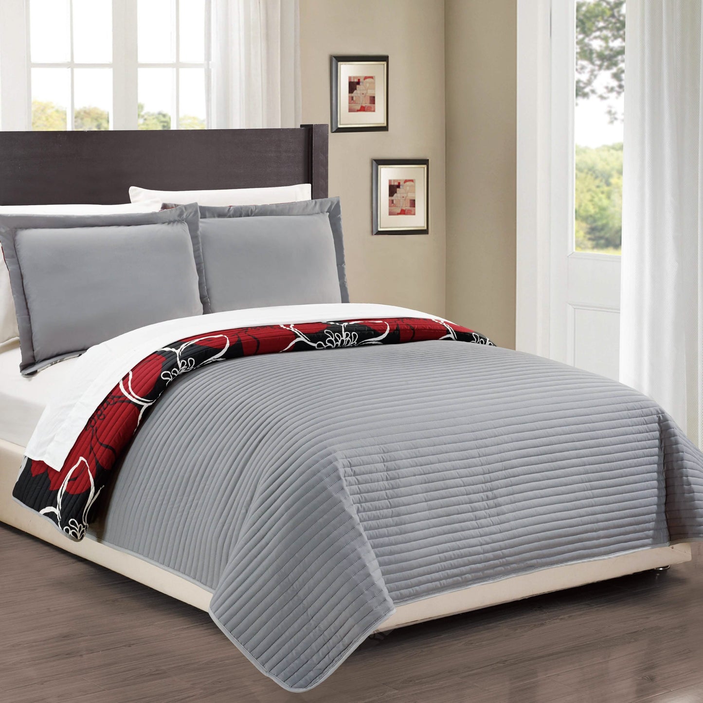 3-Piece Set: Woodside Twin, Queen or King Bedding Quilt Set