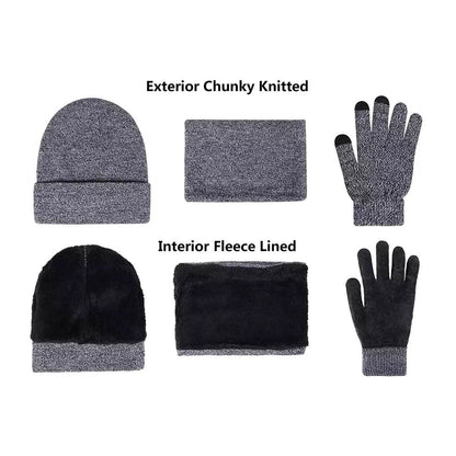 3-Piece: Winter Beanie Hat Scarf Gloves for Men