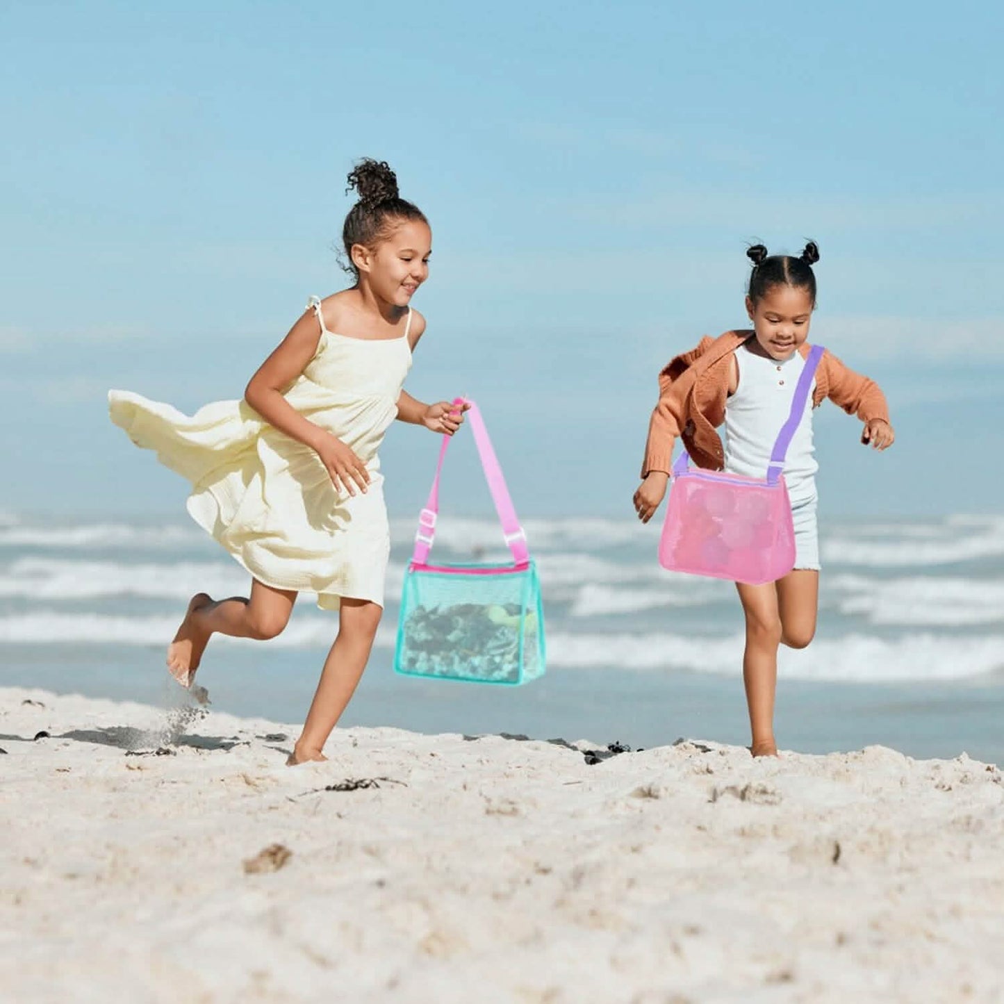 3-Pieces: Beach Mesh Bags Seashell Sand Tote Bag