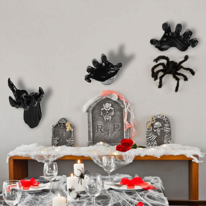3-Pieces: Creepy Reaching Hands with Lighted Candles Wall Mounted