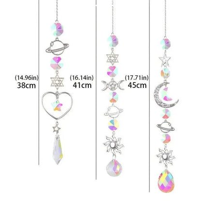 3-Pieces: Crystal Wind Chime Pendant Catcher Diamond Prisms