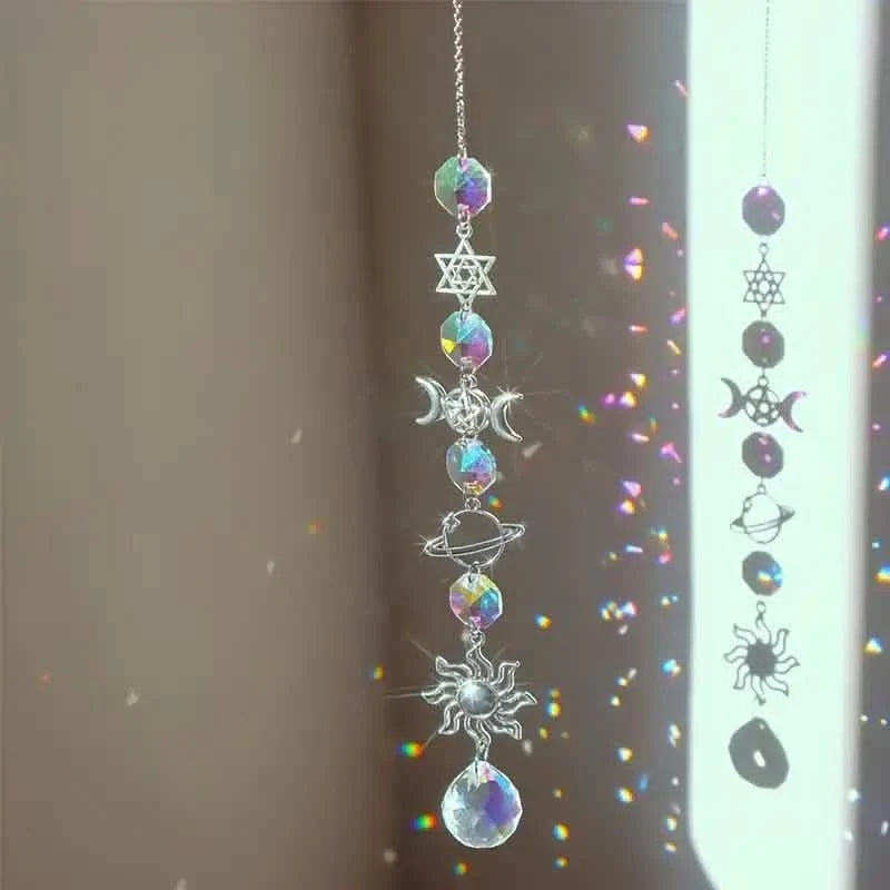 3-Pieces: Crystal Wind Chime Pendant Catcher Diamond Prisms