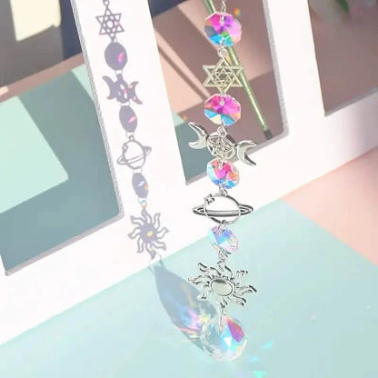 3-Pieces: Crystal Wind Chime Pendant Catcher Diamond Prisms