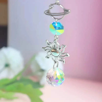 3-Pieces: Crystal Wind Chime Pendant Catcher Diamond Prisms