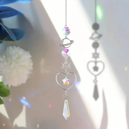 3-Pieces: Crystal Wind Chime Pendant Catcher Diamond Prisms