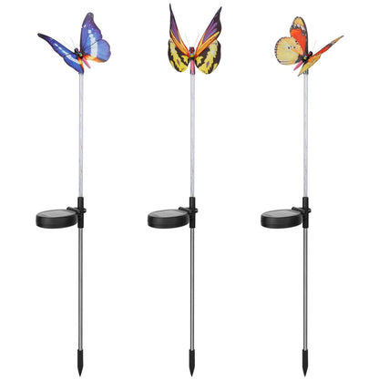 3-Pieces: Decorative Butterfly Lamps with Rotatable Solar Panel Lamp