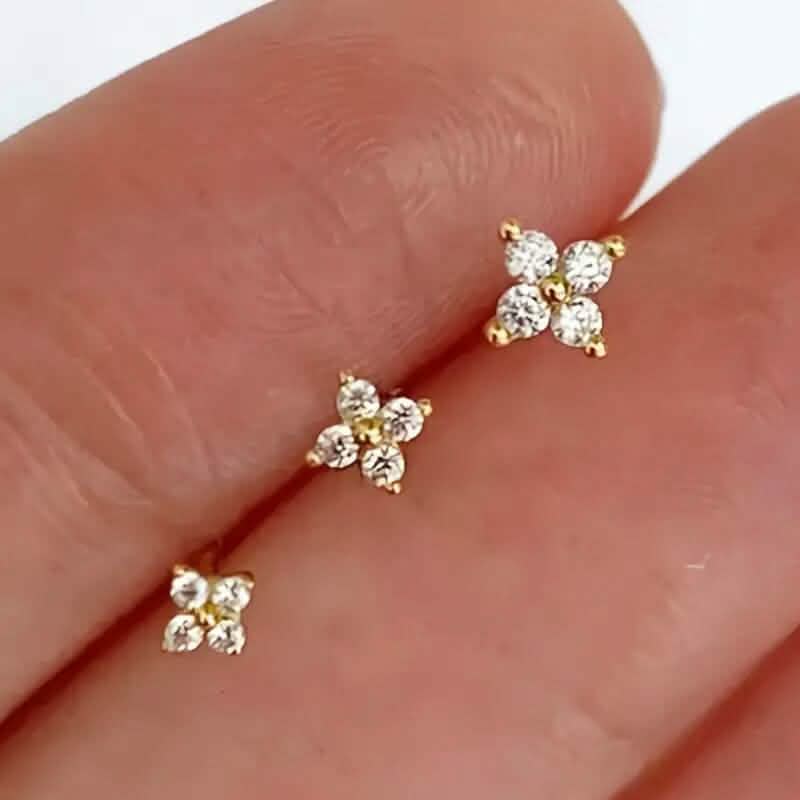 3-Pieces: Elegant Floral Stud Earrings Set