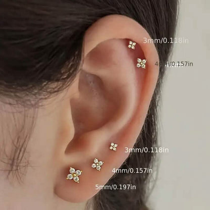 3-Pieces: Elegant Floral Stud Earrings Set