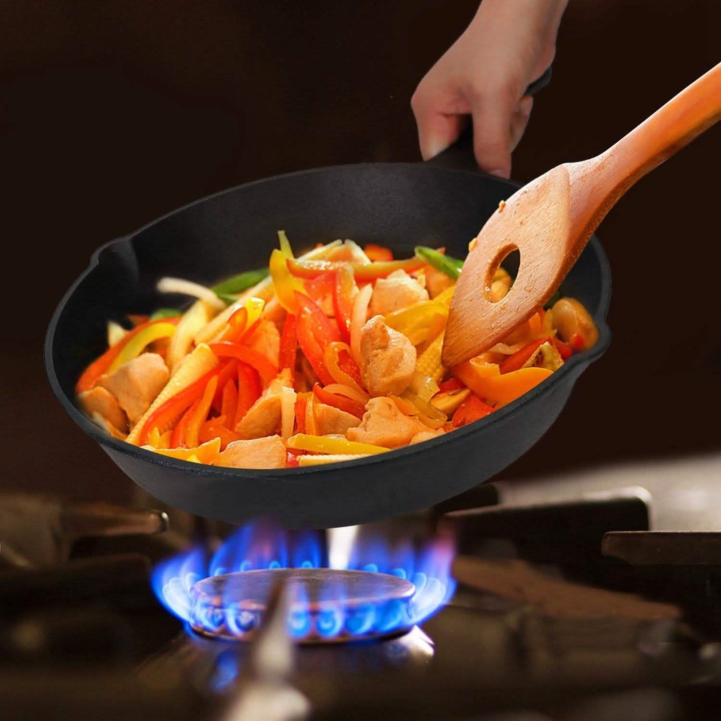 3-Pieces: Pre-Seasoned Cast Iron Skillet