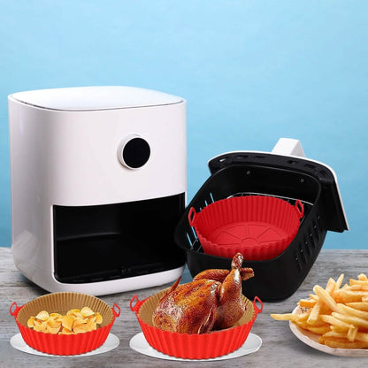 3-Pieces: Reusable Foldable Air Fryer Silicone Pot for 4+ Quart Air Fryer Oven