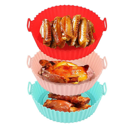 3-Pieces: Reusable Foldable Air Fryer Silicone Pot for 4+ Quart Air Fryer Oven