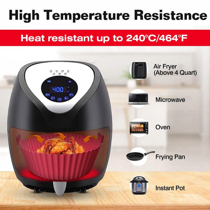 3-Pieces: Reusable Foldable Air Fryer Silicone Pot for 4+ Quart Air Fryer Oven
