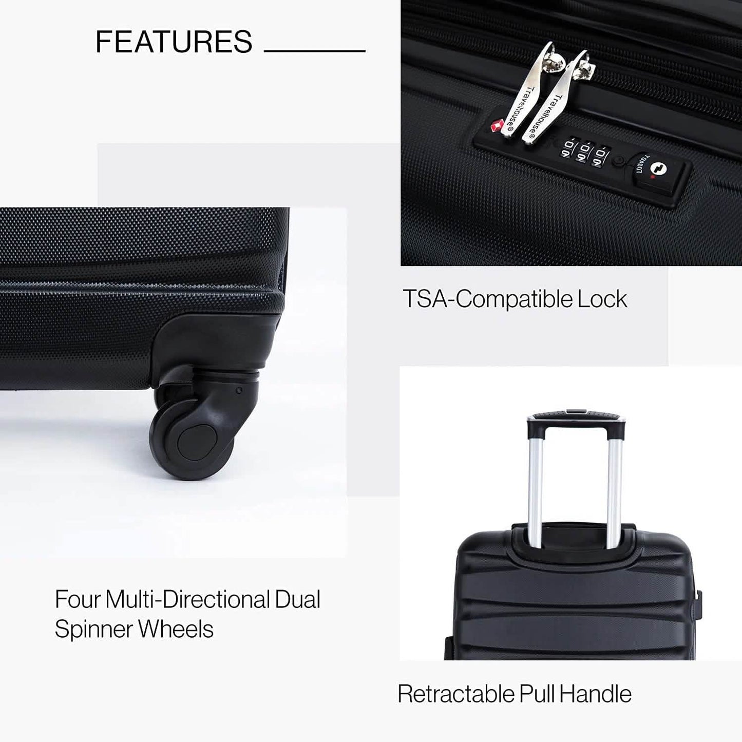 3-Pieces Set: Expandable Luggage Sets ABS Lightweight Suitcase
