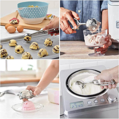 3-Pieces Set: Stainless Steel Cookie Scoops with Trigger Release