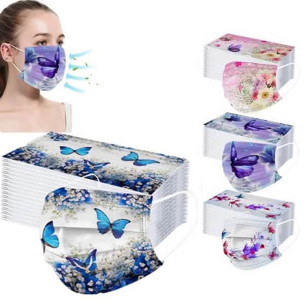 3-Ply Ear Loop Butterfly Printed Mask