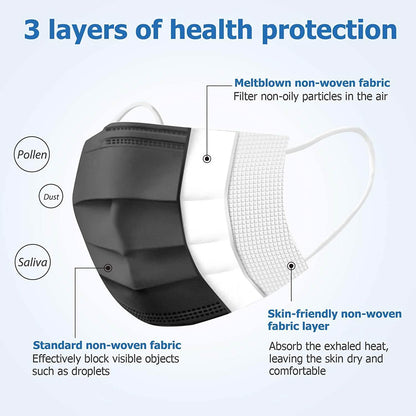 3-Ply Non-Woven Cup Dust Disposable Face Masks with Elastic Earloop