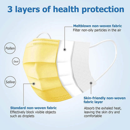 3-Ply Non-Woven Cup Dust Disposable Face Masks with Elastic Earloop