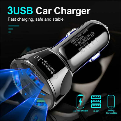 3-Port LED Car Charger