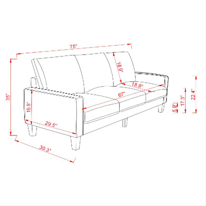 3-Seat Sofa for Living Room-Modern Fabric Sofa Couch with Storage