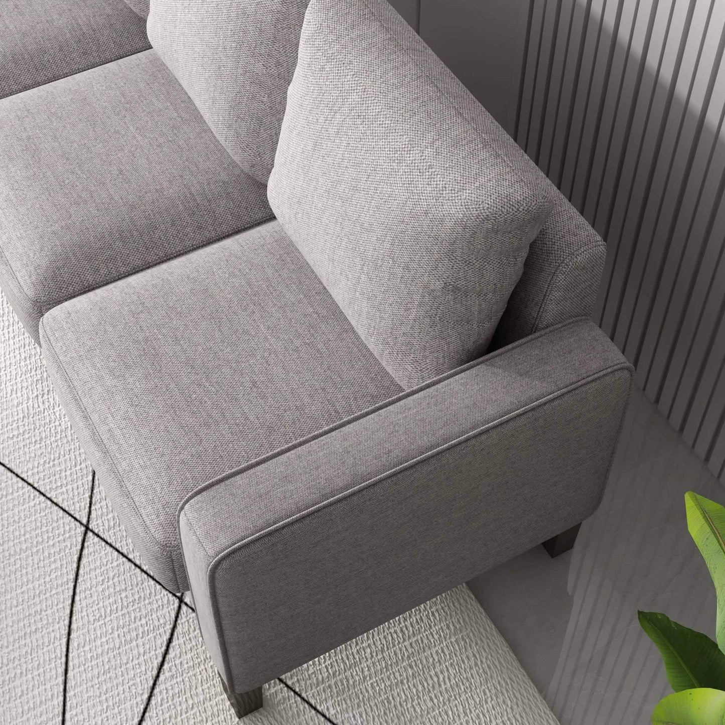 3-Seat Sofa for Living Room-Modern Fabric Sofa Couch with Storage