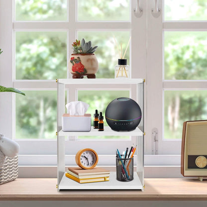 3-Tier: Acrylic Countertop Organizer Bathroom Wood Counter Storage