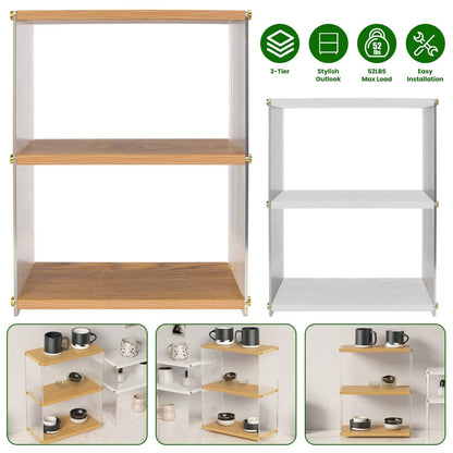 3-Tier: Acrylic Countertop Organizer Bathroom Wood Counter Storage