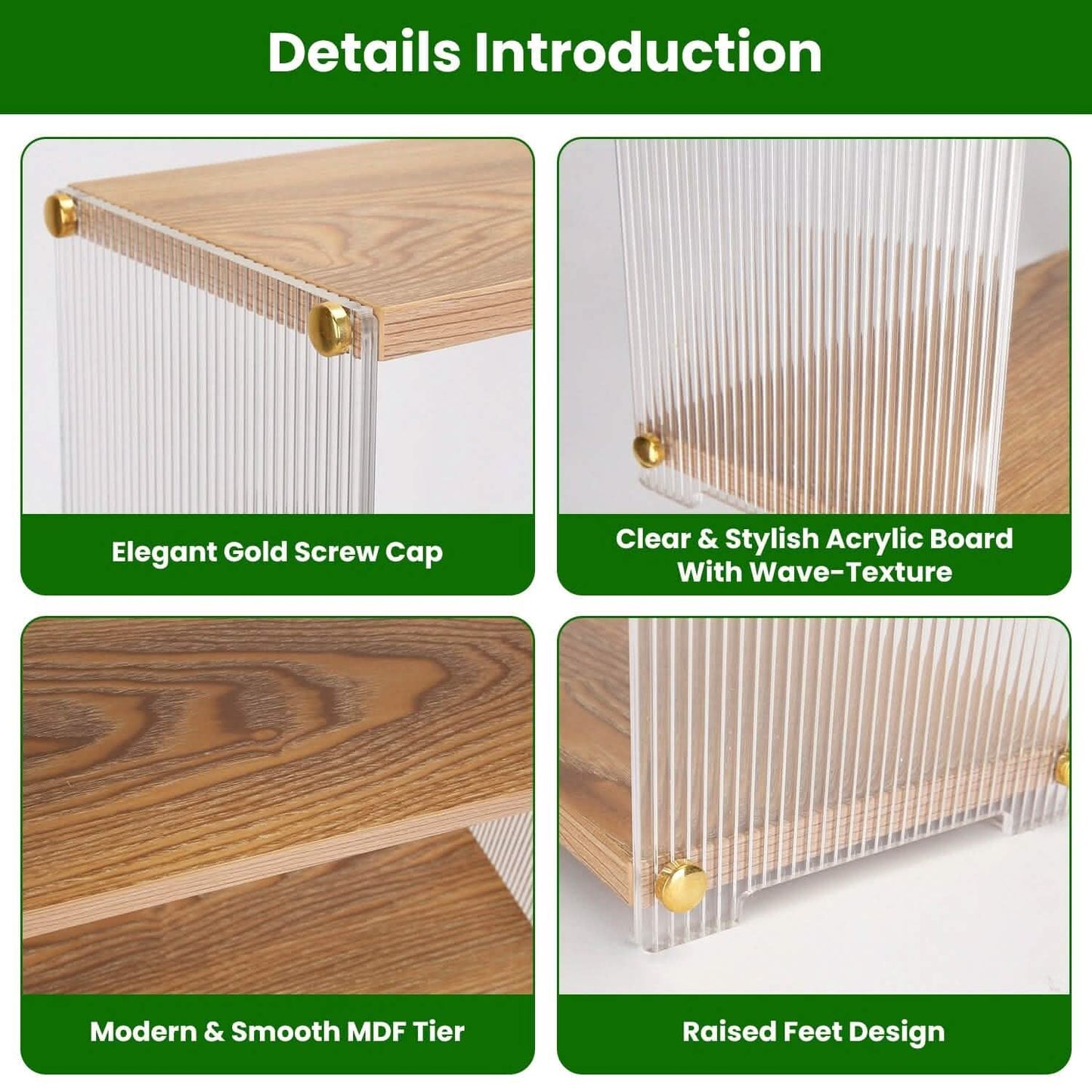 3-Tier: Acrylic Countertop Organizer Bathroom Wood Counter Storage