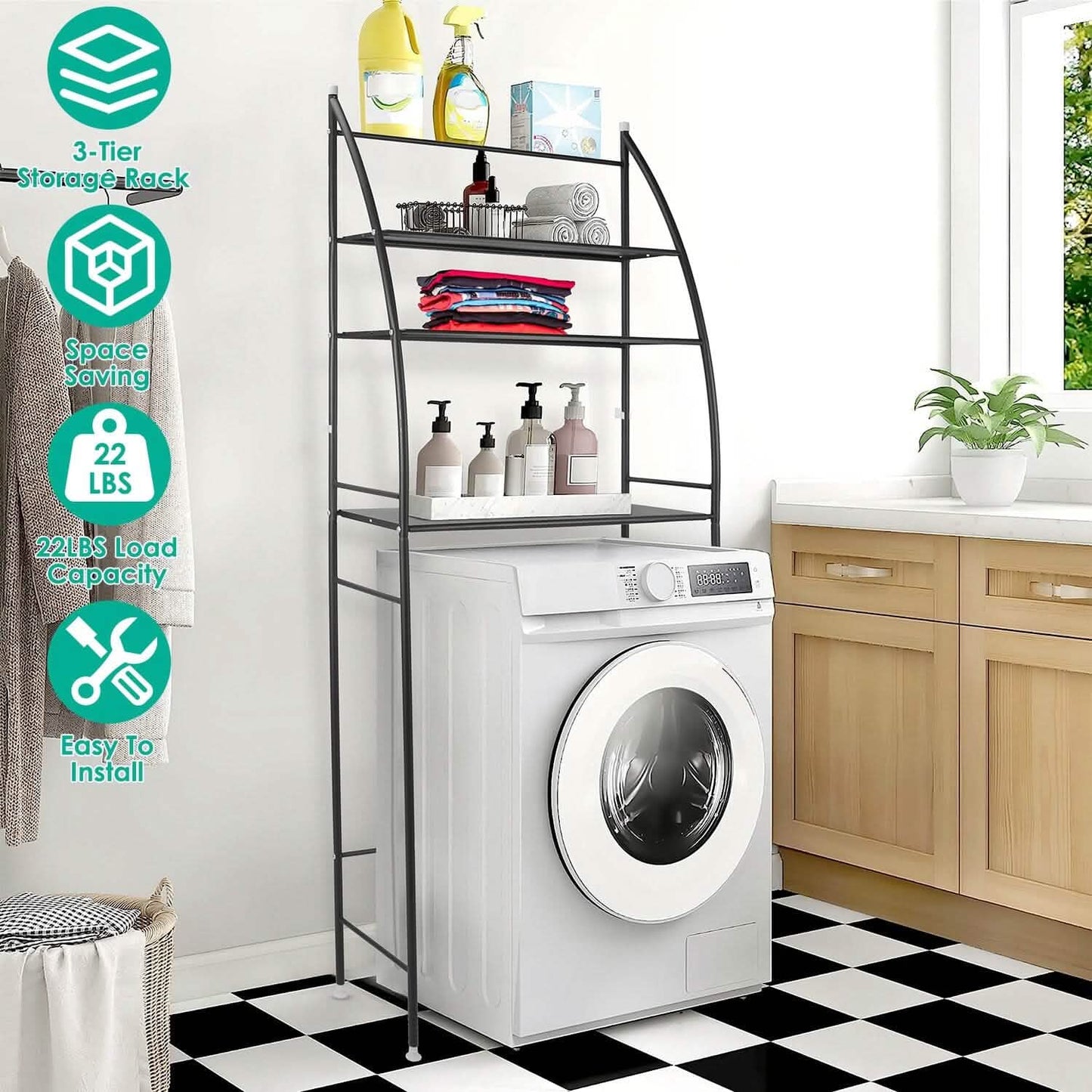 3-Tier Bathroom Over the Toilet Storage Shelf