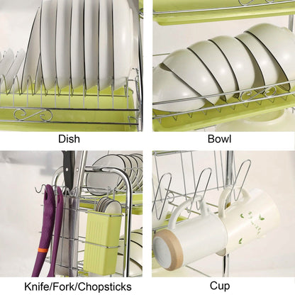 3 Tier Dish Drying Rack Drainer Kitchen Storage Board Cutlery Cup Shelf
