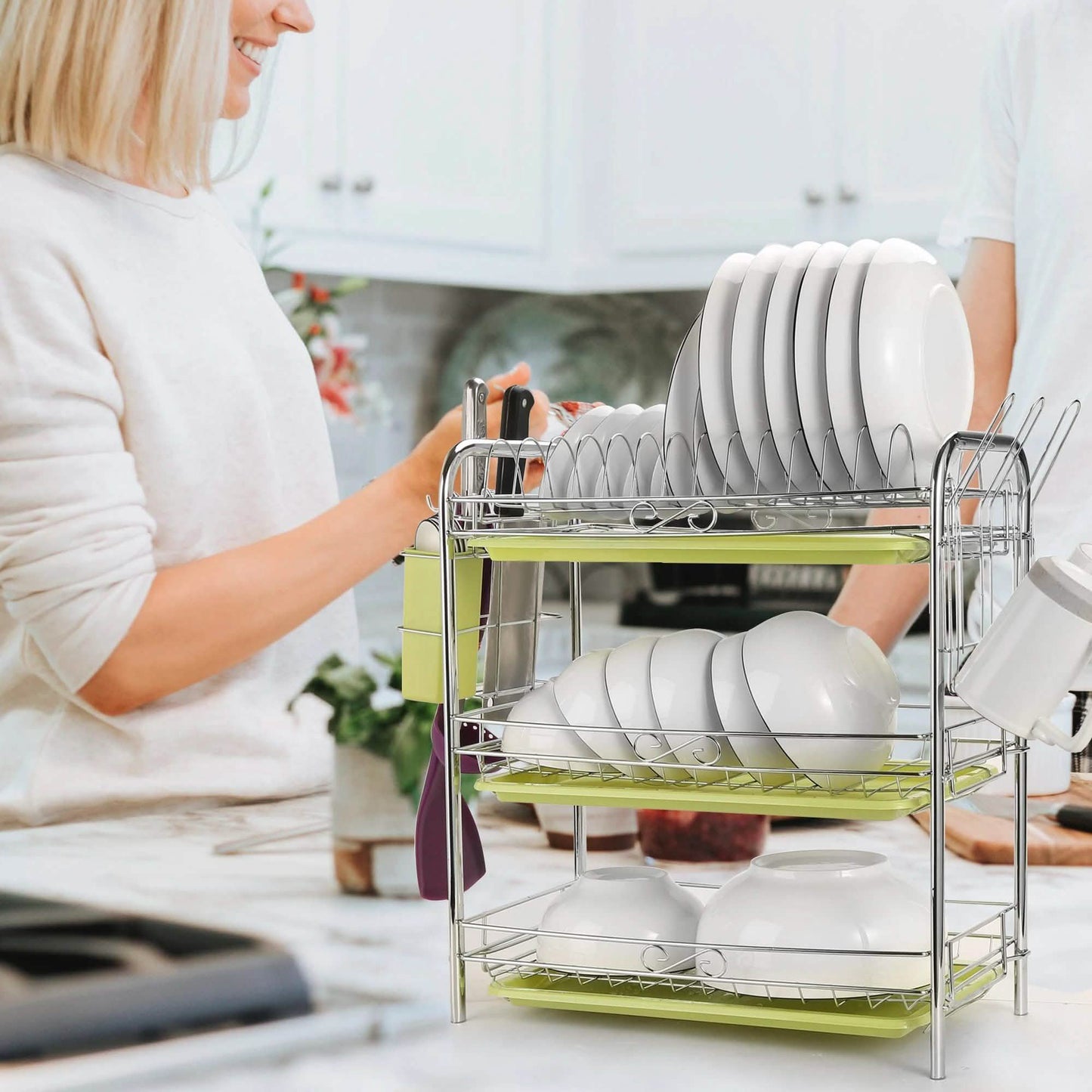 3 Tier Dish Drying Rack Drainer Kitchen Storage Board Cutlery Cup Shelf