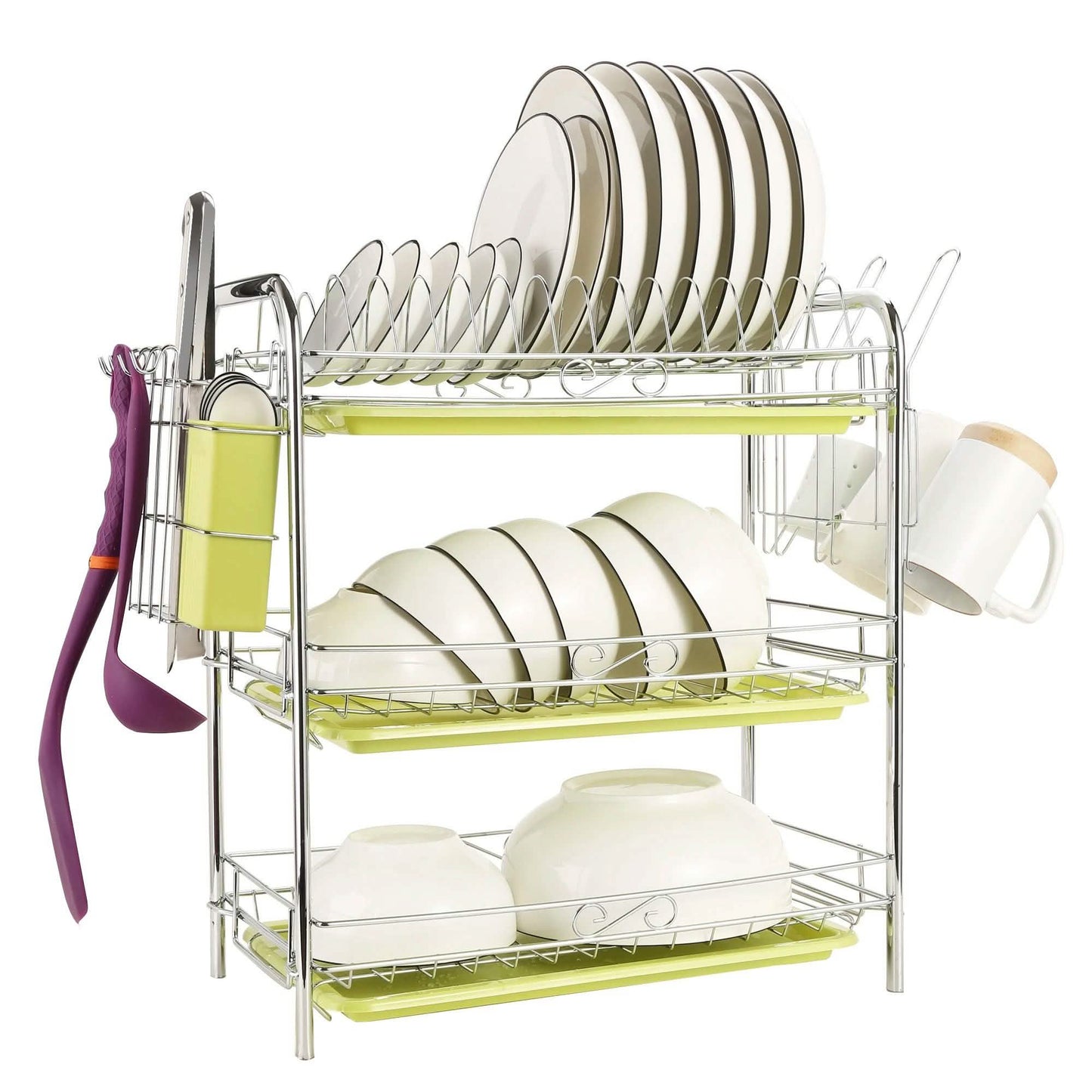 3 Tier Dish Drying Rack Drainer Kitchen Storage Board Cutlery Cup Shelf