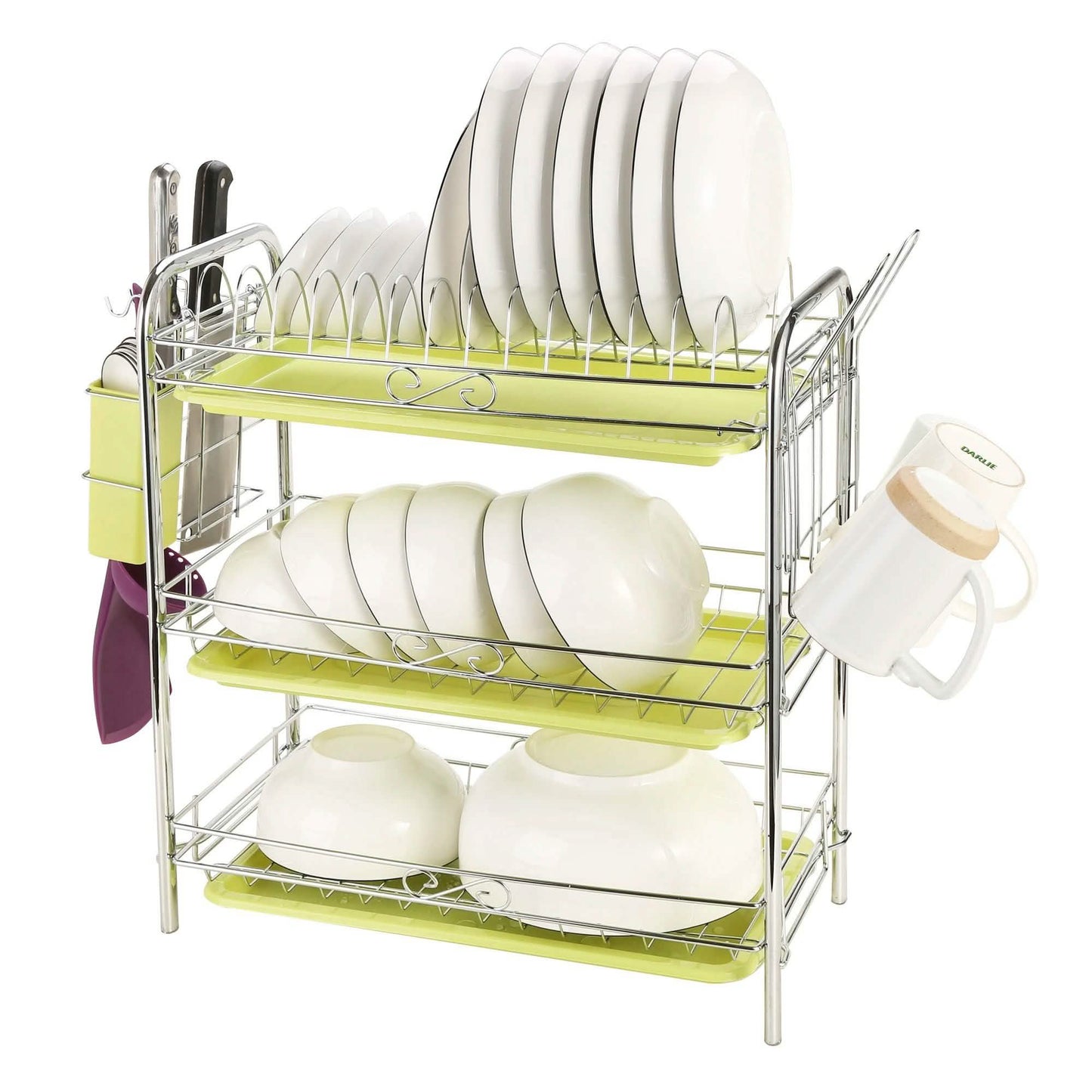 3 Tier Dish Drying Rack Drainer Kitchen Storage Board Cutlery Cup Shelf