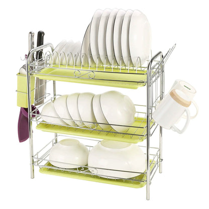 3 Tier Dish Drying Rack Drainer Kitchen Storage Board Cutlery Cup Shelf