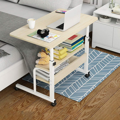 3-Tier Height Adjustable Laptop Desk with Rolling Wheels