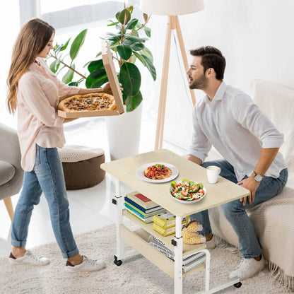 3-Tier Height Adjustable Laptop Desk with Rolling Wheels