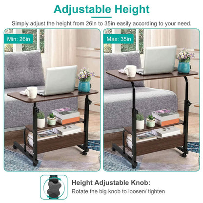 3-Tier Height Adjustable Laptop Desk with Rolling Wheels