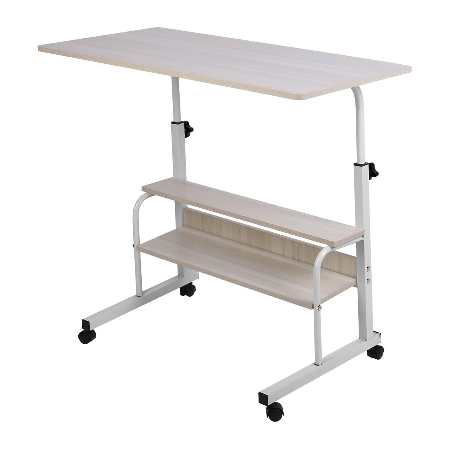 3-Tier Height Adjustable Laptop Desk with Rolling Wheels