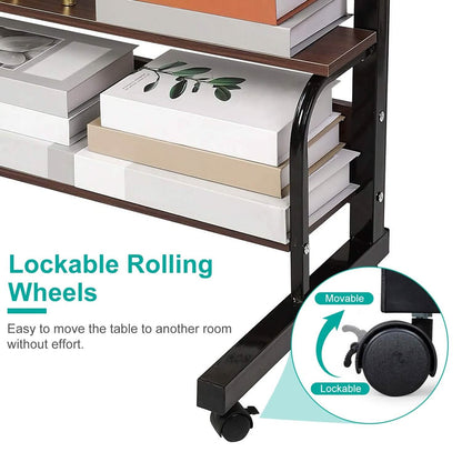 3-Tier Height Adjustable Laptop Desk with Rolling Wheels
