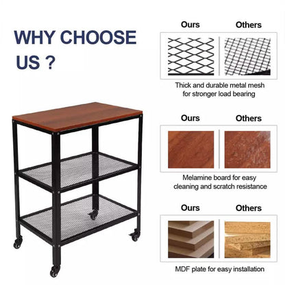 3-Tier Kitchen Microwave Cart Standing Bakers Rack Storage Cart