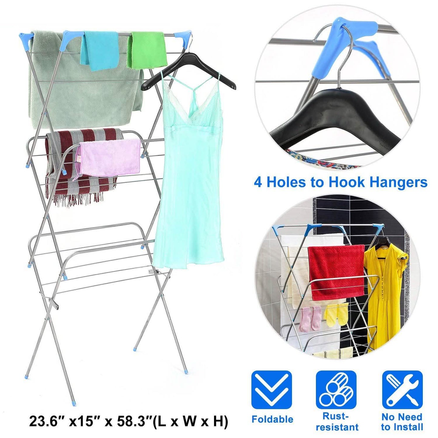 3 Tier Laundry Rack Foldable Clothes Drying Rack