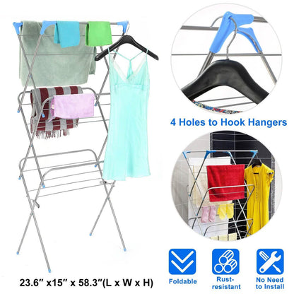 3 Tier Laundry Rack Foldable Clothes Drying Rack
