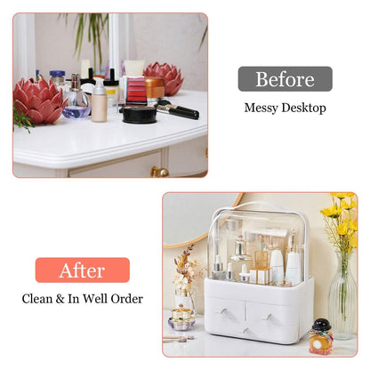 3-Tier Makeup Organizers Cosmetic Storage Box with Dustproof Waterproof Lid