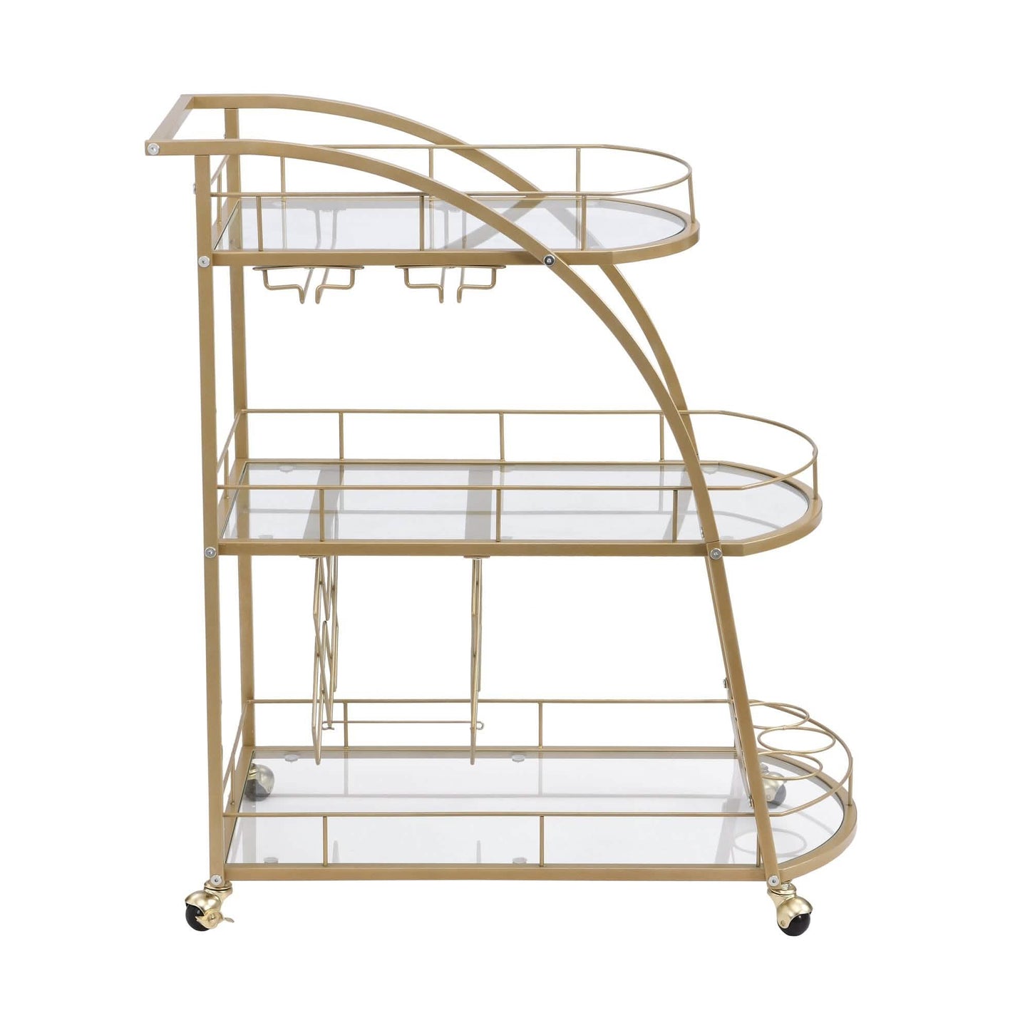 3 Tier Metal Frame Serving Wine Cart with Wheels