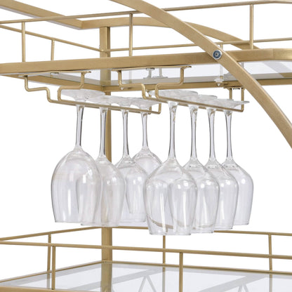 3 Tier Metal Frame Serving Wine Cart with Wheels
