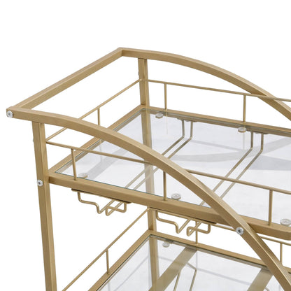 3 Tier Metal Frame Serving Wine Cart with Wheels