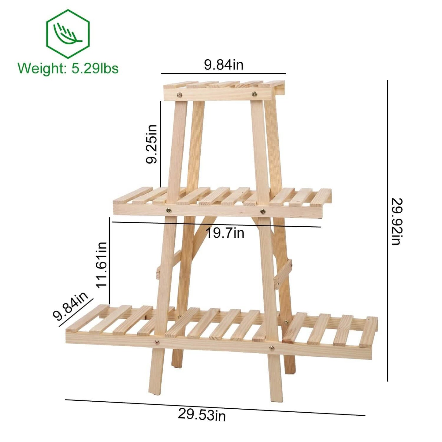 3-Tier Potted Flower Shelf Multi-tier Flower Pot Rack Holder Triangle Ladder